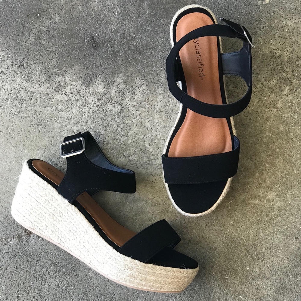 NEW Luthor Black Flatform Wedge Espadrille Sandal - Picture 4 of 8